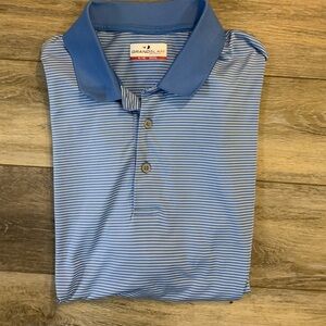 Grand Slam Men’s Golf Polo in Blue and White Stripes. Size XL
